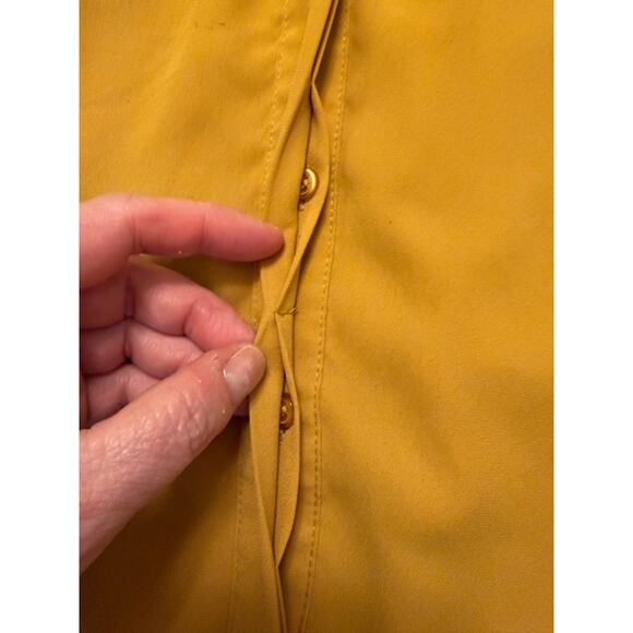 New York & Company Shirt Dress Button Up Mustard Yellow Pockets Women's Small - Picture 7 of 10